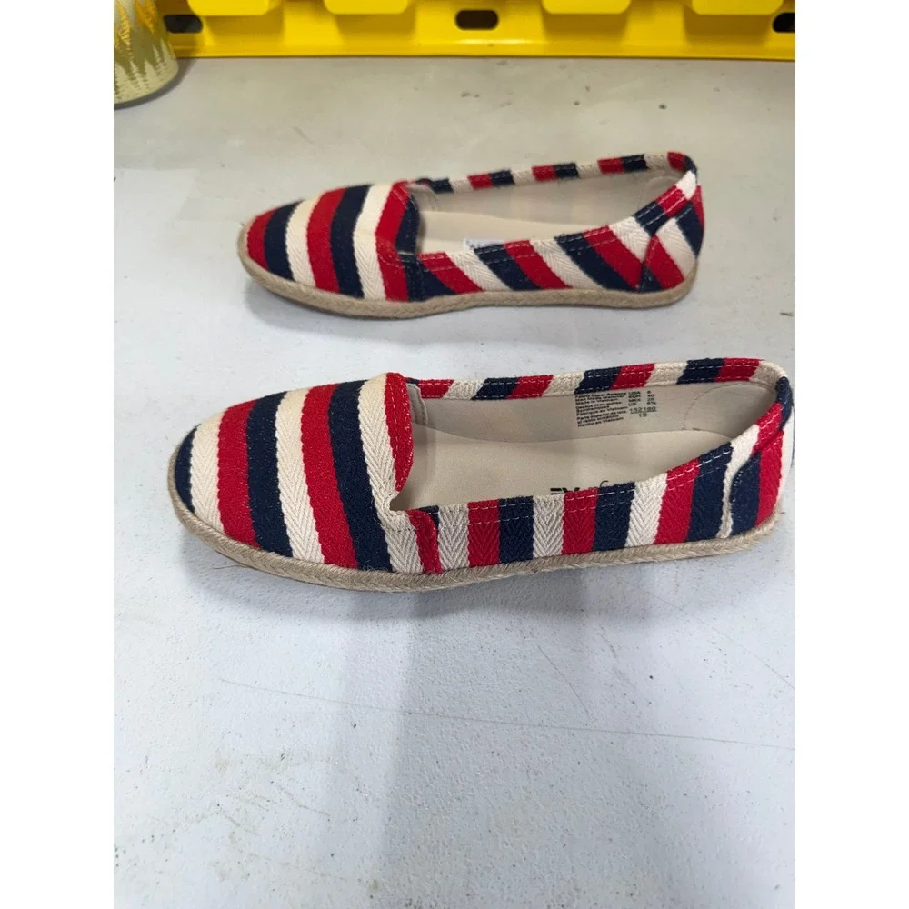 American Eagle Women Red White Blue Striped Espadrille Flats Shoes Size 8 152160